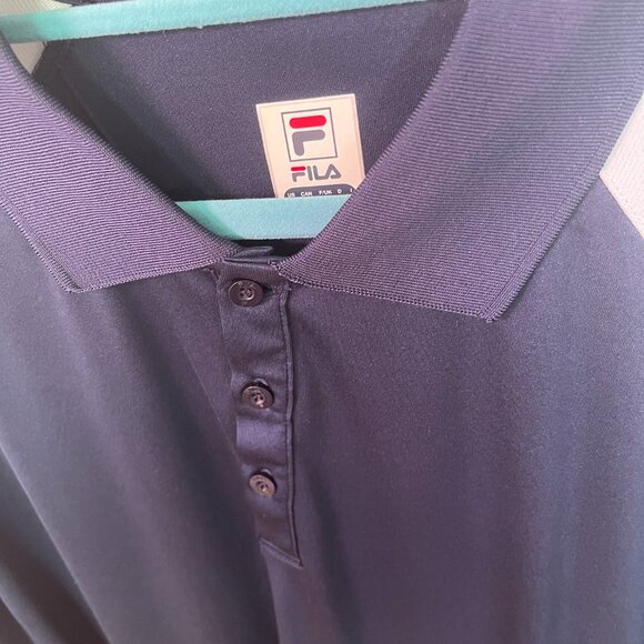 FILA Pickleball Polo Shirt Mens Size XL Blue White Short Sleeve Activewear - Picture 2 of 6